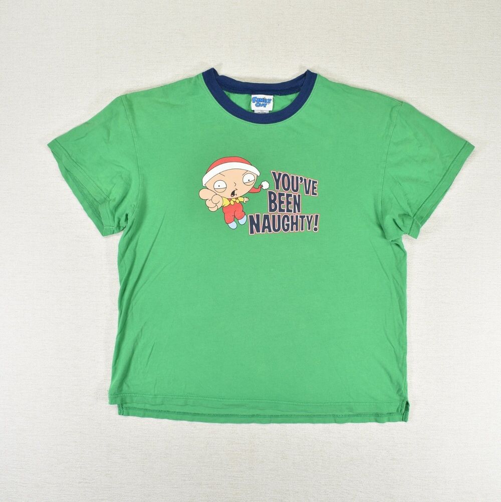 Vintage Family Guy Stewie T Shirt Womens Small Green Christmas Ringer Graphic